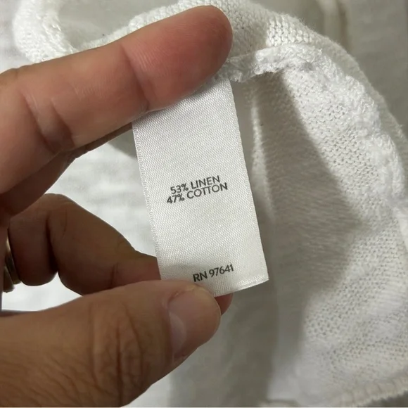 J. Jill XL White Linen Cotton Short Sleeve Open Front Knit Cardigan Sweater - Picture 7 of 10